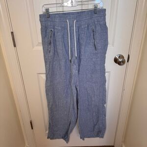 Athleta Blue Cabo Linen Wide Leg Pant